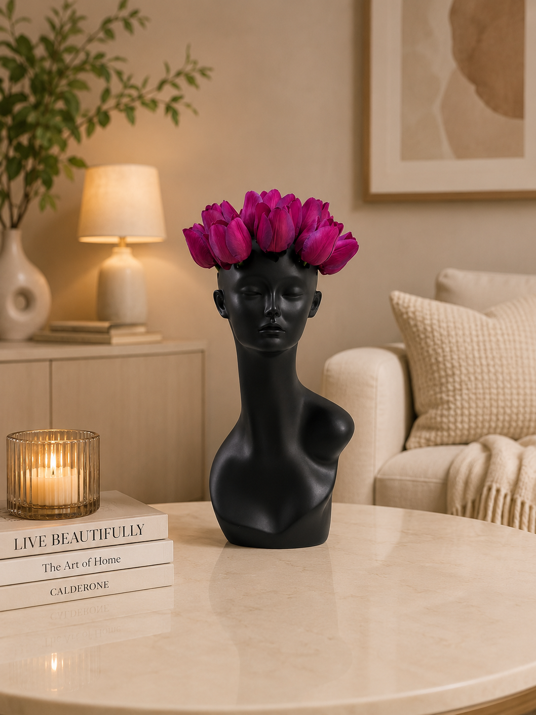 Goddess Face Flower Vase for Home Decor