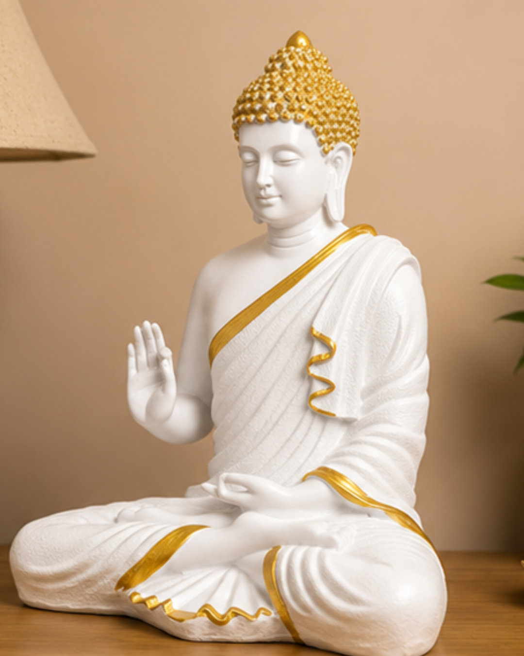 White & Gold Buddha Statue