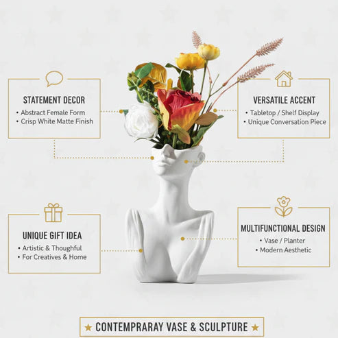 Abstract Face Flower Vase | Premium Artistic Modern Home Decor Vase