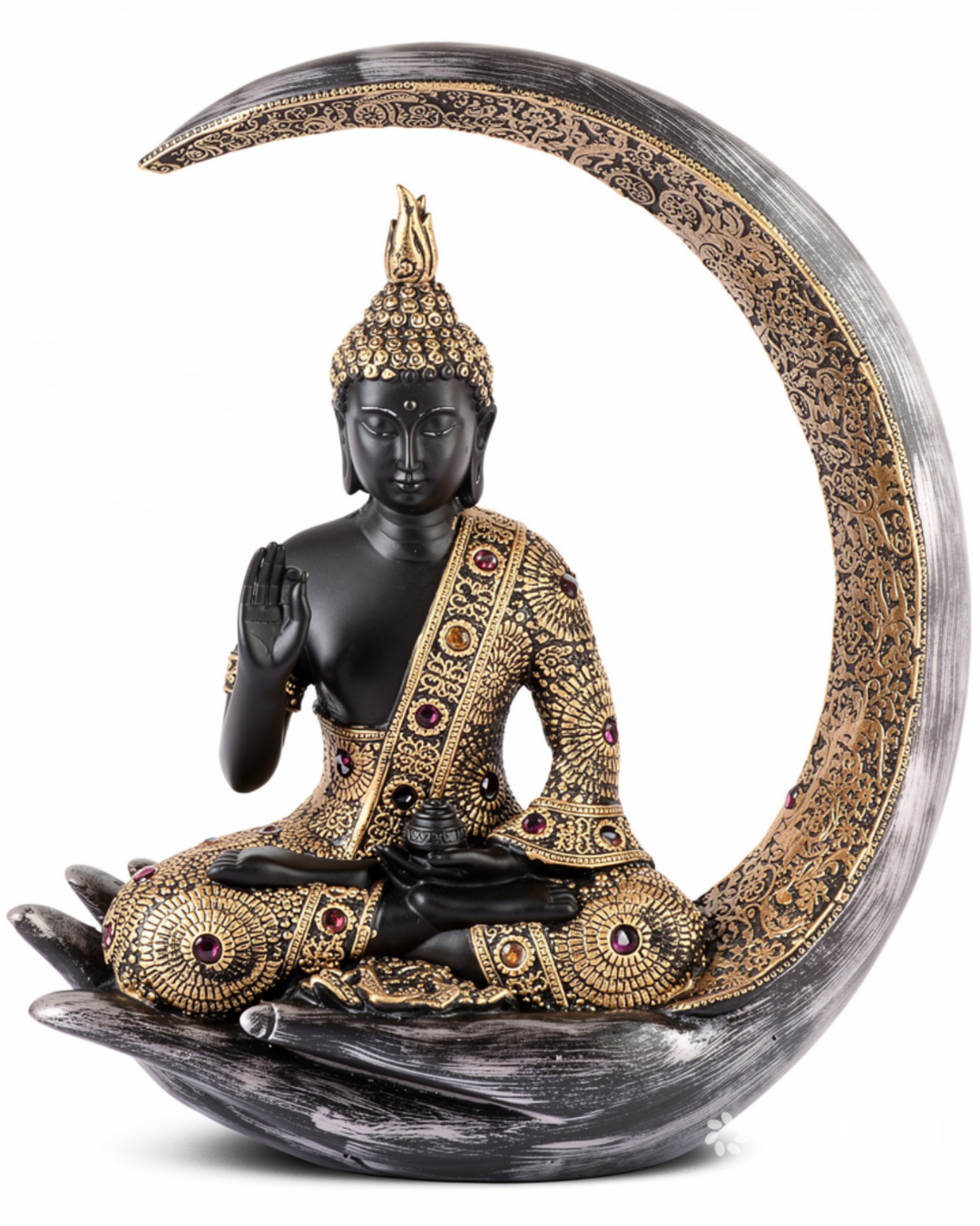Black Moon Buddha Statue for Home Decor | Luxury Spiritual Showpiece
