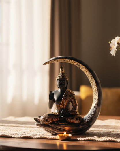 Black Moon Buddha Statue for Home Decor | Luxury Spiritual Showpiece