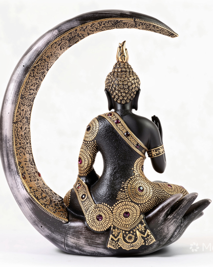 Black Moon Buddha Statue for Home Decor | Luxury Spiritual Showpiece