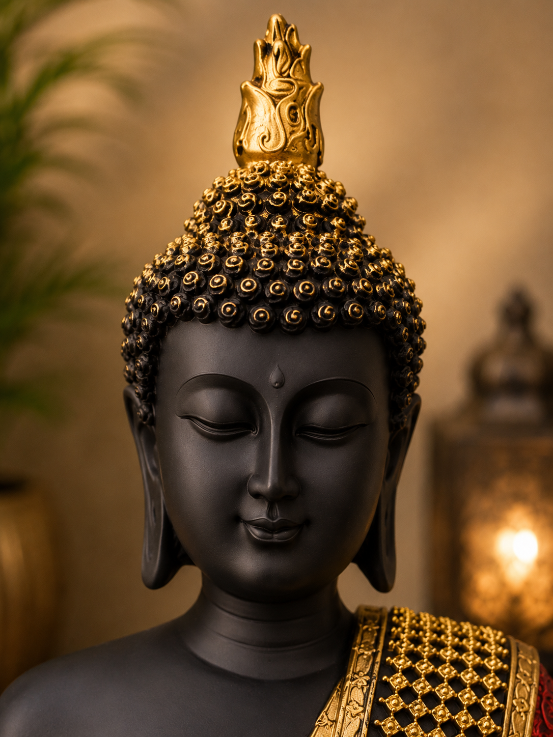 Black & Gold Buddha Showpiece