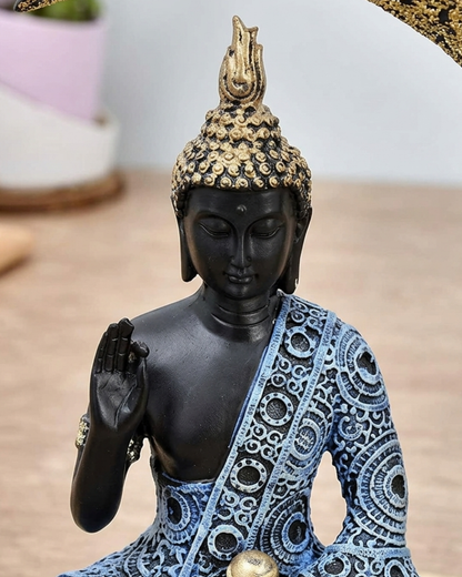 Black & Gold Moon Buddha Statue for Home Decor