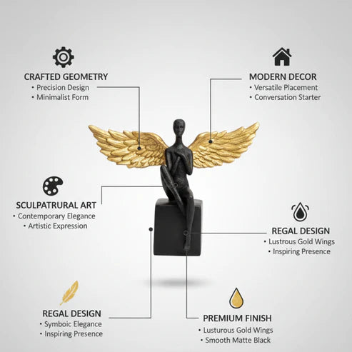 Angel Wing Statue for Home & Office | Freedom, Hope & Elegant Decor