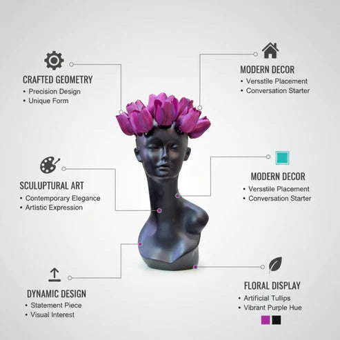 Goddess Face Flower Vase for Home Decor | Luxury Artistic Planter