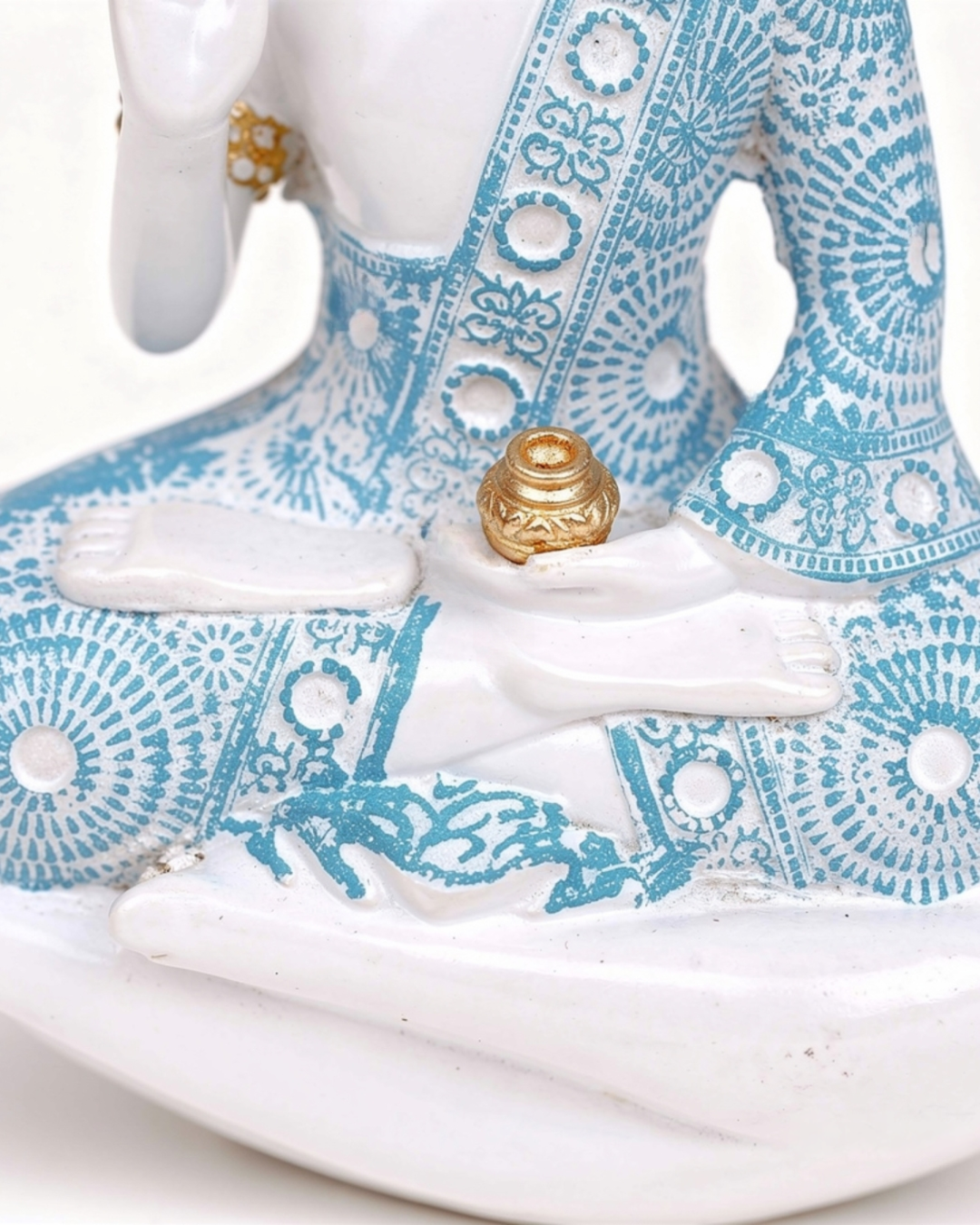 Sky Blue Moon Buddha Statue for Home Decor | Elegant Spiritual Showpiece