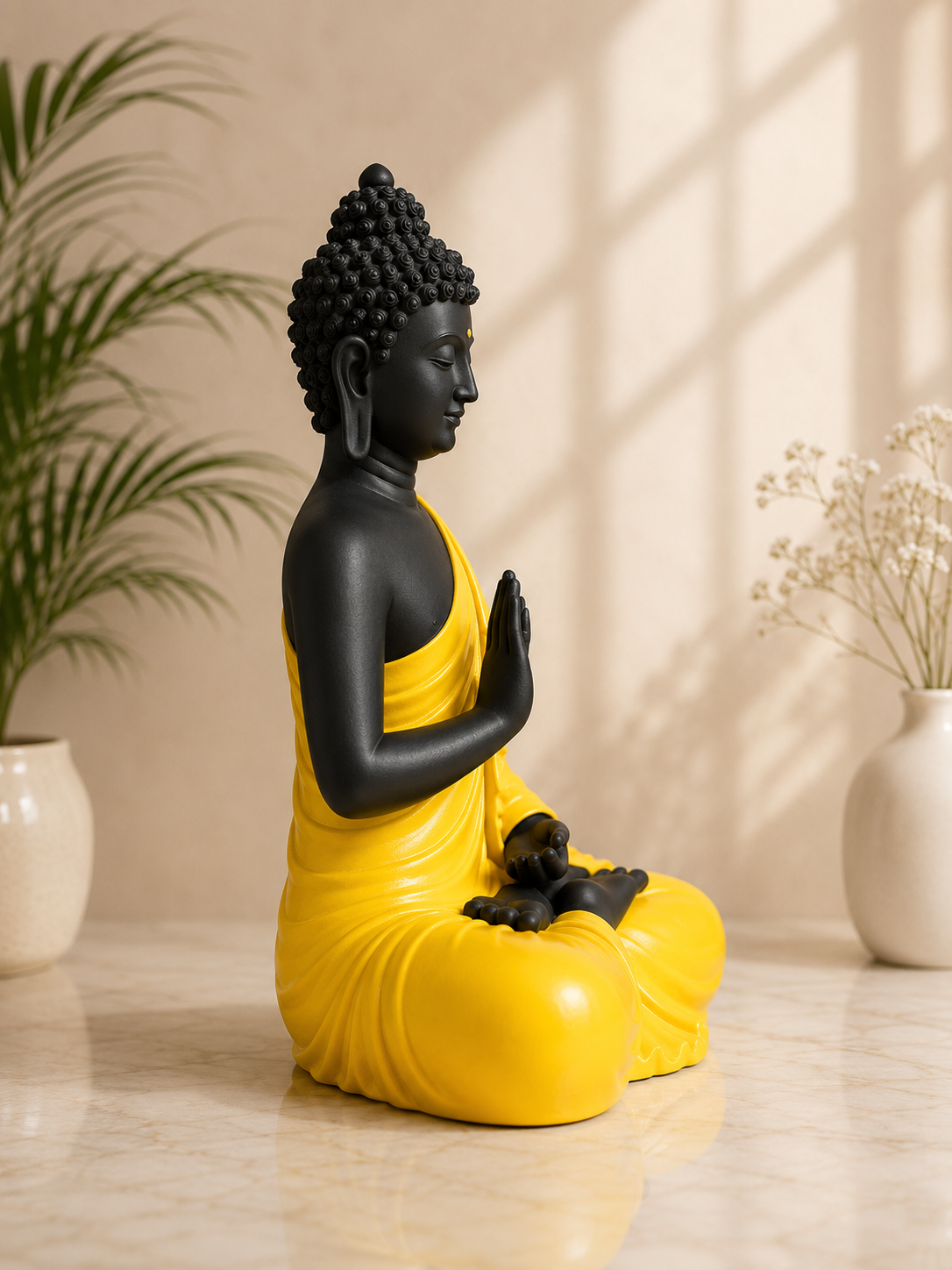 Elegant Yellow Buddha Statue