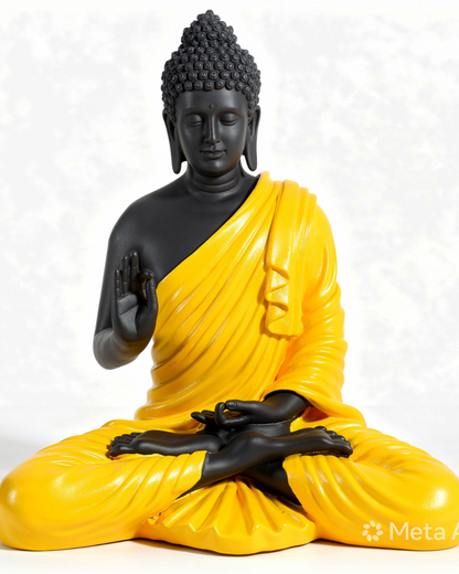 Elegant Yellow Buddha Statue – Premium Zen Home Décor Accent