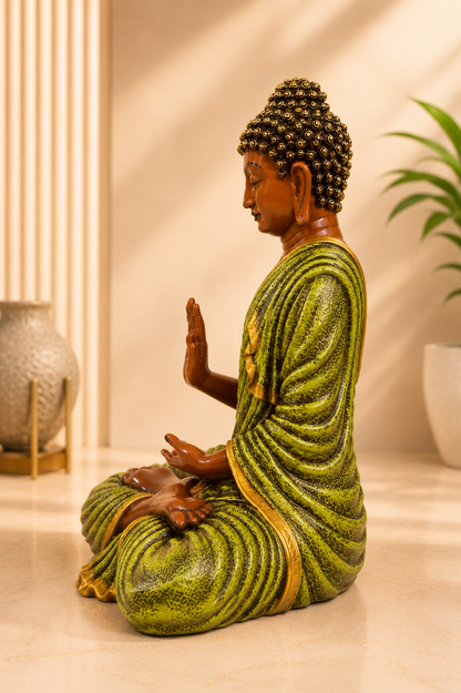 Green Blessing Buddha Showpiece
