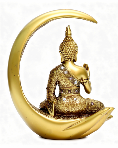 Golden Moon Buddha Statue for Home Decor