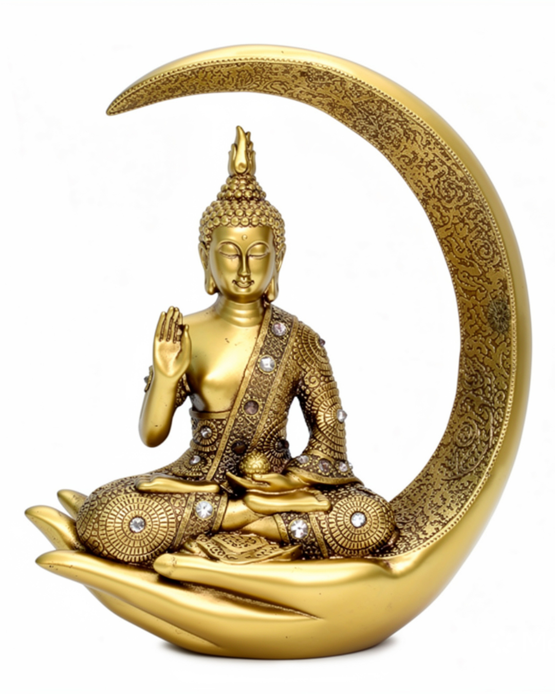 Golden Moon Buddha Statue for Home Decor