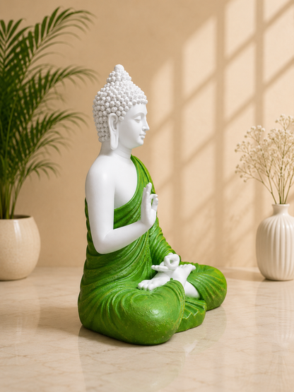 Green Meditating Buddha Statue