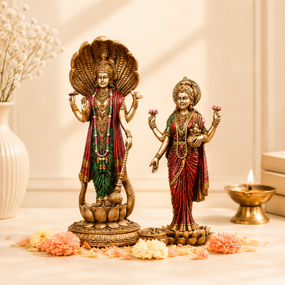 Lord Vishnu Lakshmi Resin Statue for Home