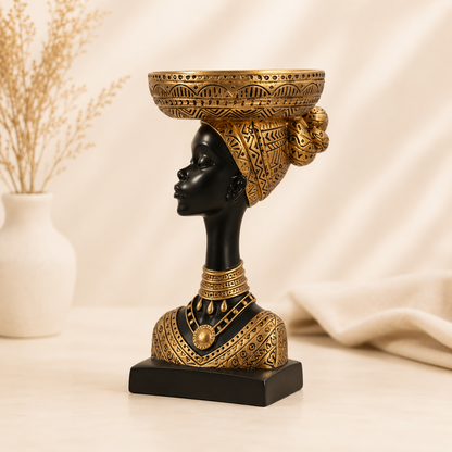 Luxury African Lady Bowl Head Showpiece