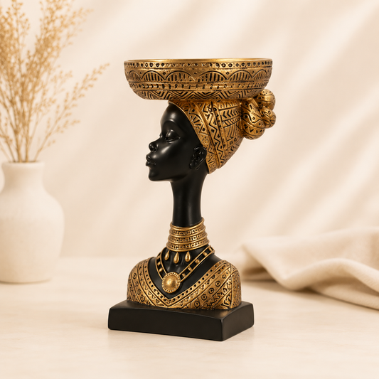 Luxury African Lady Bowl Head Showpiece
