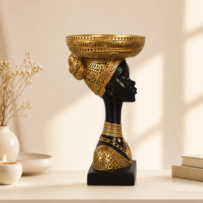 Luxury African Lady Bowl Head Showpiece