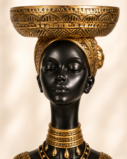 Luxury African Lady Bowl Head Showpiece