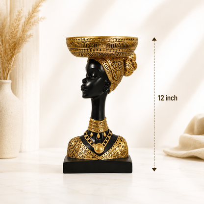 Luxury African Lady Bowl Head Showpiece