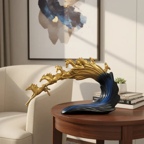 Seven Horses Statue for Home & Office | Symbol of Success, Growth & Prosperity