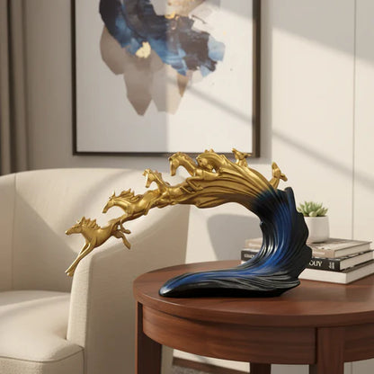 Seven Horses Statue for Home & Office | Symbol of Success, Growth & Prosperity