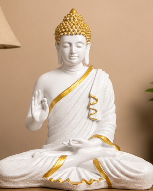 White & Gold Buddha Statue