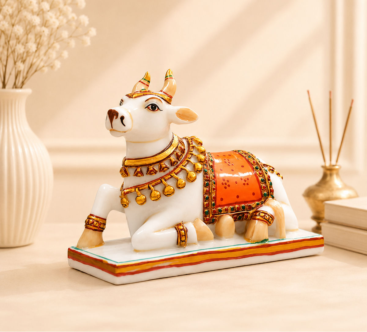 Premium White & Gold Nandi Ji Idol