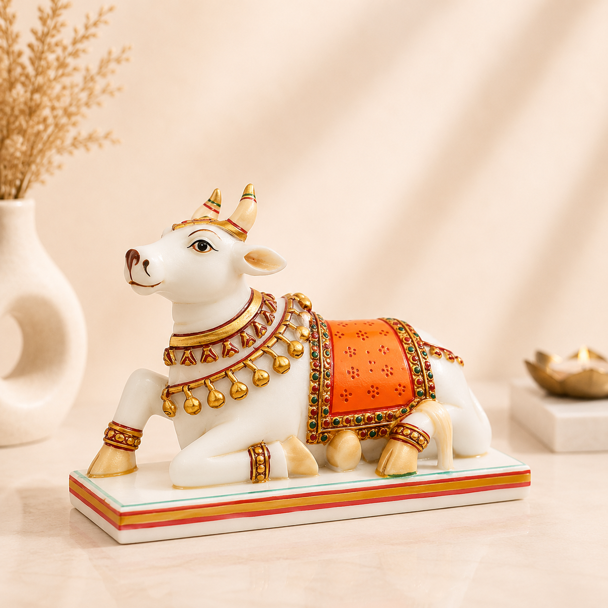 Premium White & Gold Nandi Ji Idol