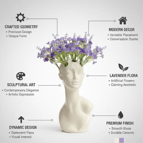 Abstract Face Vase for Home Decor | Luxury Modern Decorative Flower Vase
