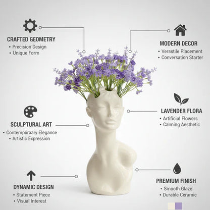 Abstract Face Vase for Home Decor | Luxury Modern Decorative Flower Vase