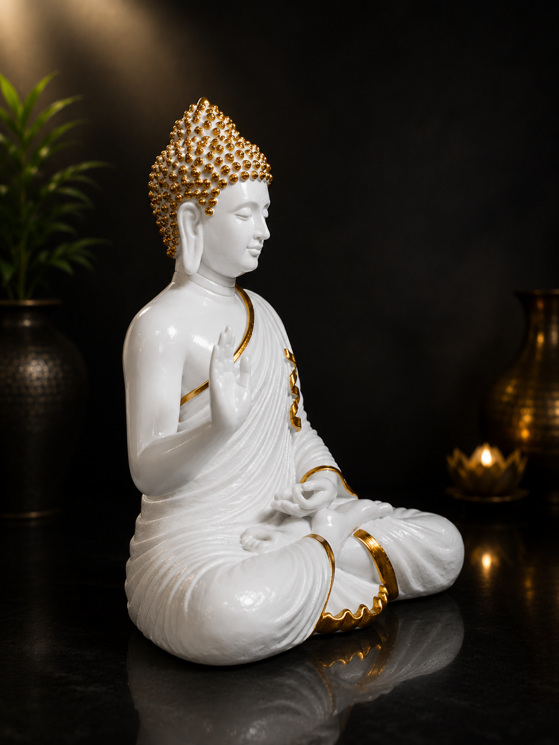 White Blessing Buddha Showpiece