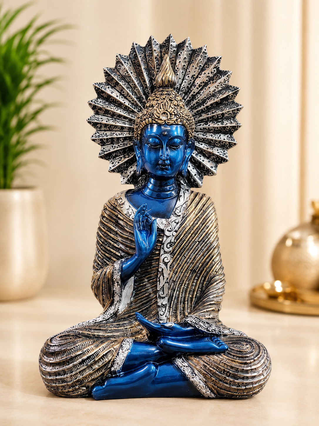 Royal Blue Meditating Buddha Showpiece