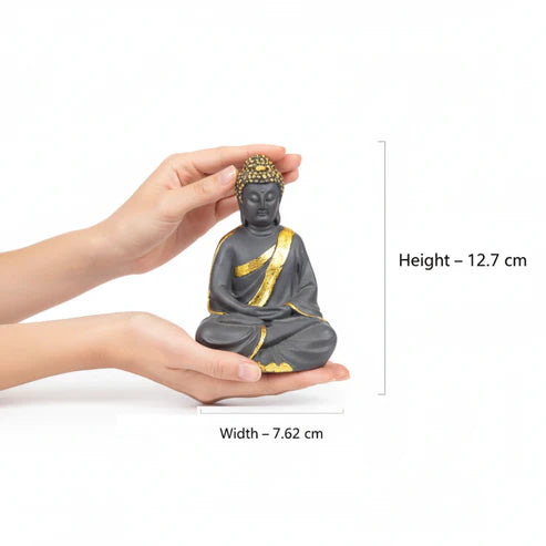 Black & Gold Buddha Statue | Premium Spiritual Home Decor Showpiece