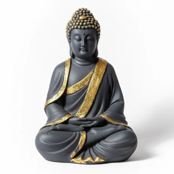 Black & Gold Buddha Statue | Premium Spiritual Home Decor Showpiece