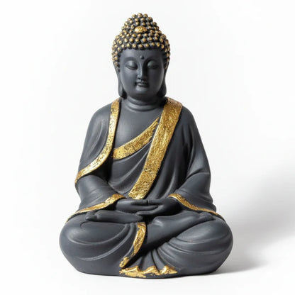 Black & Gold Buddha Statue | Premium Spiritual Home Decor Showpiece