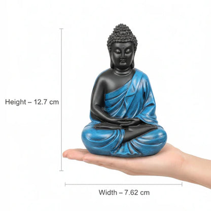Blue & Black Buddha Statue | Premium Spiritual Home Decor Showpiece