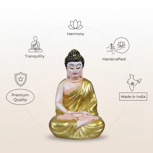 Golden Buddha Statue | Premium Spiritual Home Decor Showpiece
