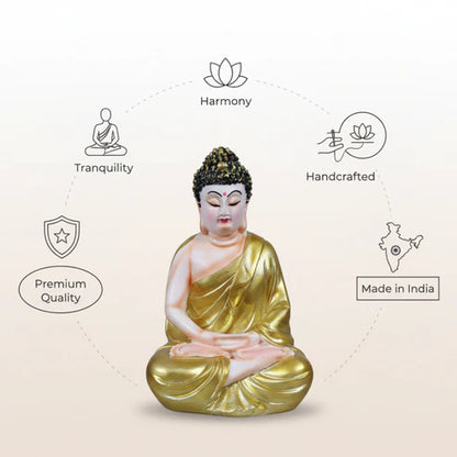 Golden Buddha Statue | Premium Spiritual Home Decor Showpiece