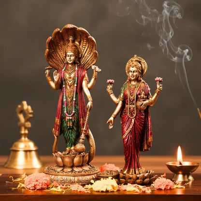 Lord Vishnu & Goddess Lakshmi Idol | Premium Divine Home Decor Showpiece
