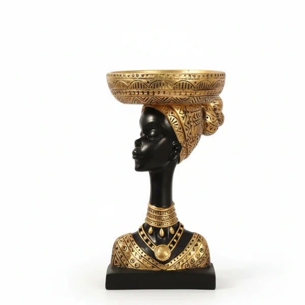 Luxury African Lady Bowl Head Showpiece | Premium Decorative Home Decor Figurine