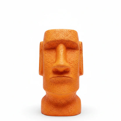 Orange Moai Head Decorative Showpiece – Stone Finish Statue for Home & Office Decor