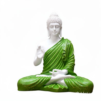 Green Meditating Buddha Statue for Home Decor
