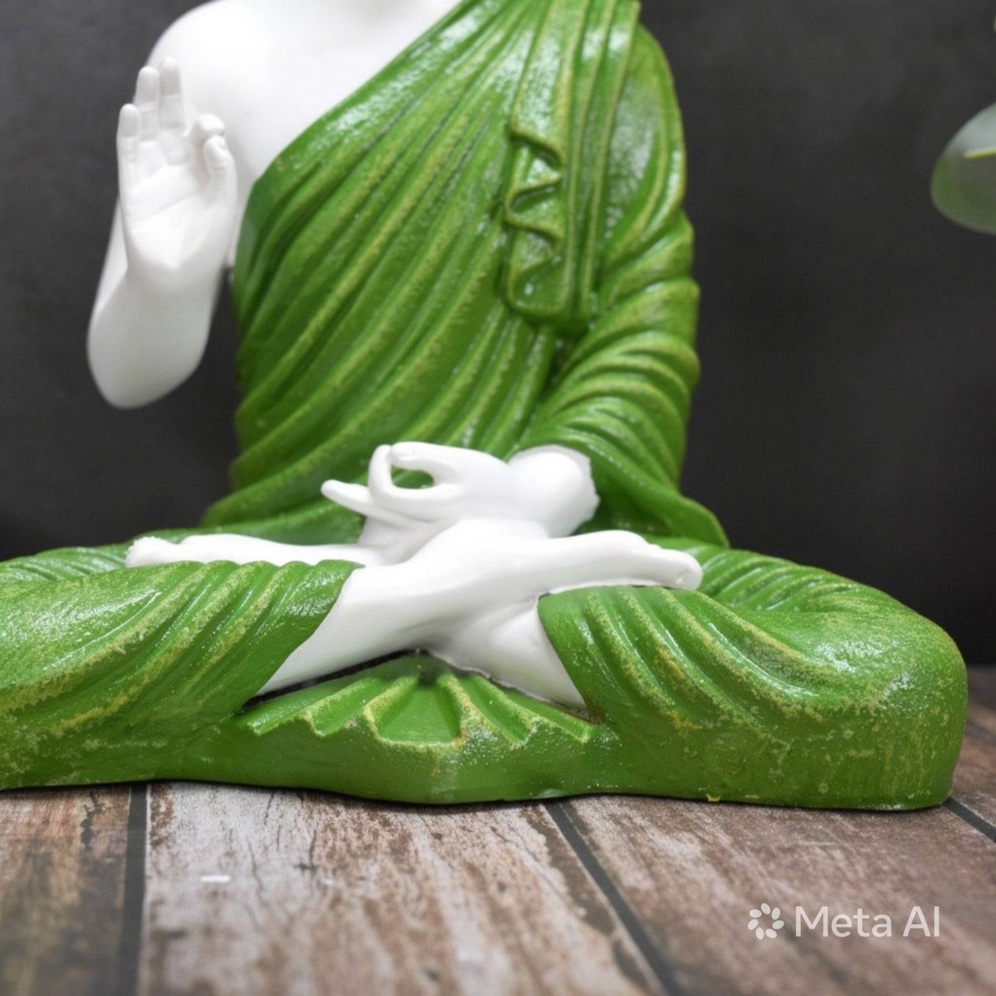 Green Meditating Buddha Statue for Home Decor