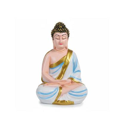 White & Sky Blue Buddha Statue | Premium Spiritual Home Decor Showpiece