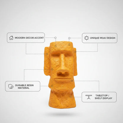 Yellow Moai Head Decorative Showpiece – Stone Finish Statue for Home & Office Decor