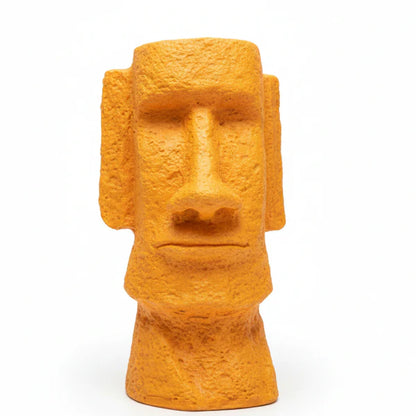 Yellow Moai Head Decorative Showpiece – Stone Finish Statue for Home & Office Decor