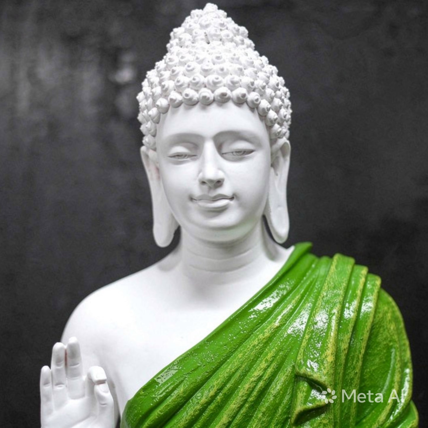 Green Meditating Buddha Statue for Home Decor